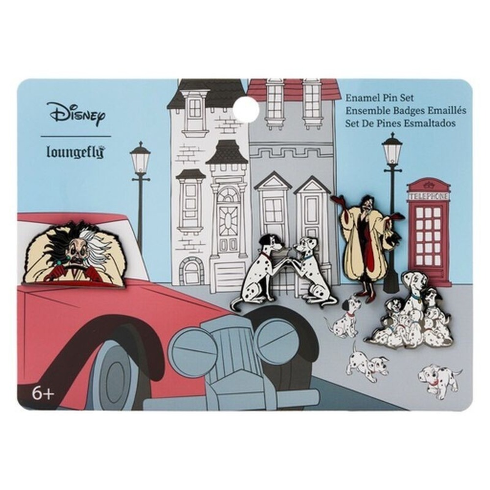 Loungefly Disney 101 Dalmatians Cruella De vil Puppies 4-PC Pin Set NEW